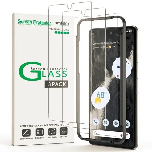 (3 Pack) amFilm Compatible with Google Pixel 7 Tempered Glass Screen Protector, 0.26mm Thickness HD Clear, Anti-Scratch Bubbles-Free product image