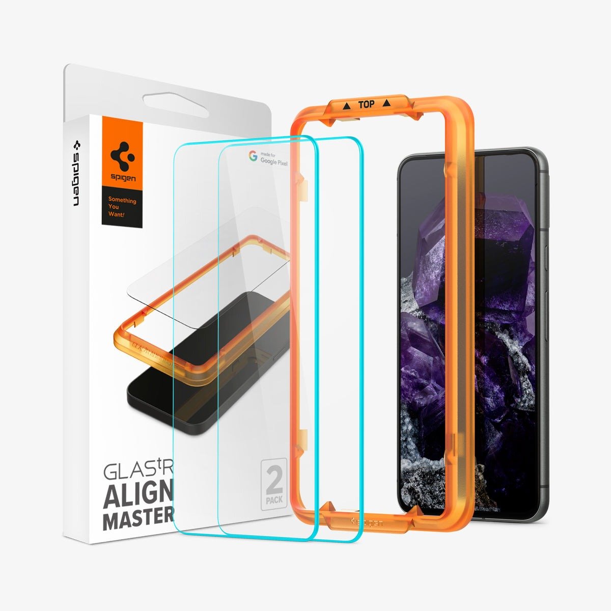 Spigen Tempered Glass Screen Protector [GlasTR AlignMaster] designed for Pixel 8 (2023) [2 Pack] [Case Friendly] [Easy Installation] product image