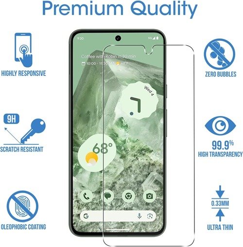 amFilm (3+1 Pack) Screen Protector for Google Pixel 8, 3 Pack Tempered Glass with 1 Pack Camera Lens Protector, 9H Hardness, Case Friendly product image