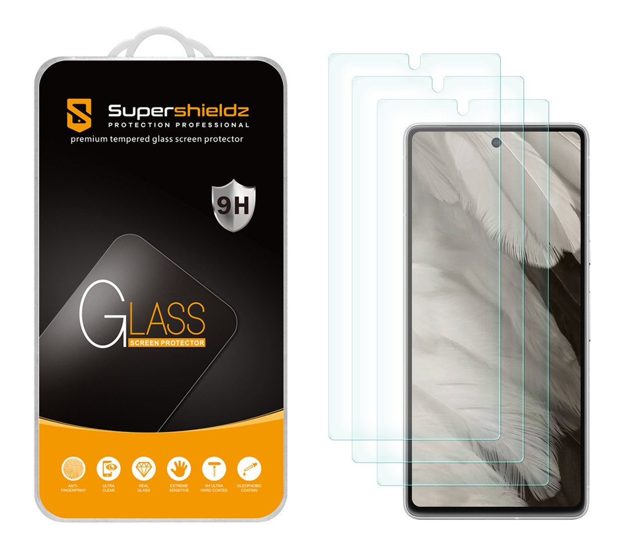 Supershieldz (3 Pack) Designed for Google Pixel 7a Tempered Glass Screen Protector, 9H Hardness, Anti-Scratch, Bubble Free product image