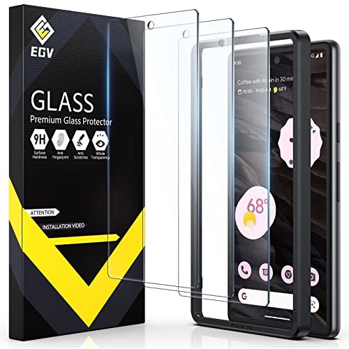 EGV [3 Pack] Pixel 7a Screen Protector, [Fingerprint Support] 9H Tempered Glass Screen Protector for Pixel 7a, Anti-Scratch, Bubble-Free product image