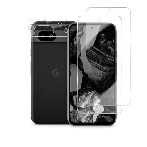 BIGFACE [2+2 Pack] Pixel 7a Tempered Glass Screen Protector + Camera Lens Protector, 9H Hardness, Fingerprint Unlock, Anti-Scratch, Case Friendly product image