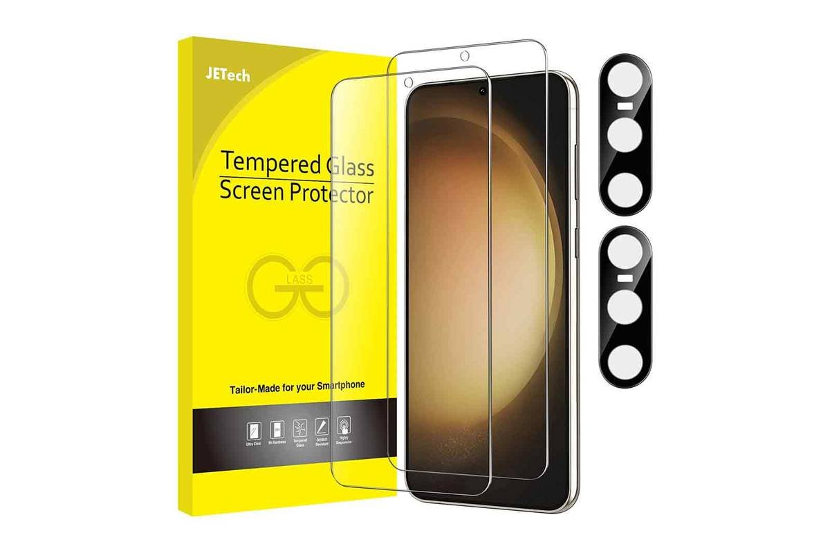 JETech Screen Protector for Samsung Galaxy S23 5G 6.1-Inch, Tempered Glass Film, Fingerprint ID Compatible, HD Clear, 3-Pack product image