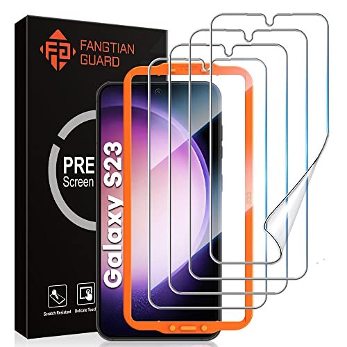 FANGTIAN GUARD [4-Pack] for Samsung Galaxy S23 Screen Protector 5G [Not Glass] - Film for S23 Screen Protector [7H Hybrid][Fingerprint Compatible][Alignment Tool][6.1 Inch] product image