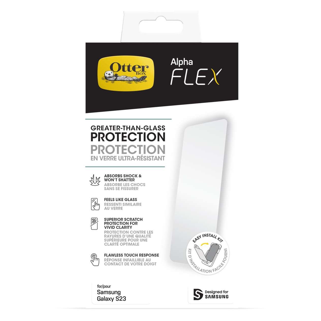 OtterBox Alpha Flex Screen Protector for Galaxy S23, Flawless Touch Response, Fingerprint Resistant, Precision Fit, Vibrant Clarity product image