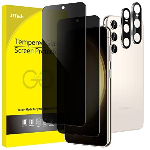 JETech Privacy Screen Protector for Samsung Galaxy S23 5G 6.1-Inch with Camera Lens Protector, Anti-Spy Tempered Glass Film, Fingerprint ID Compatible, 2-Pack Each product image