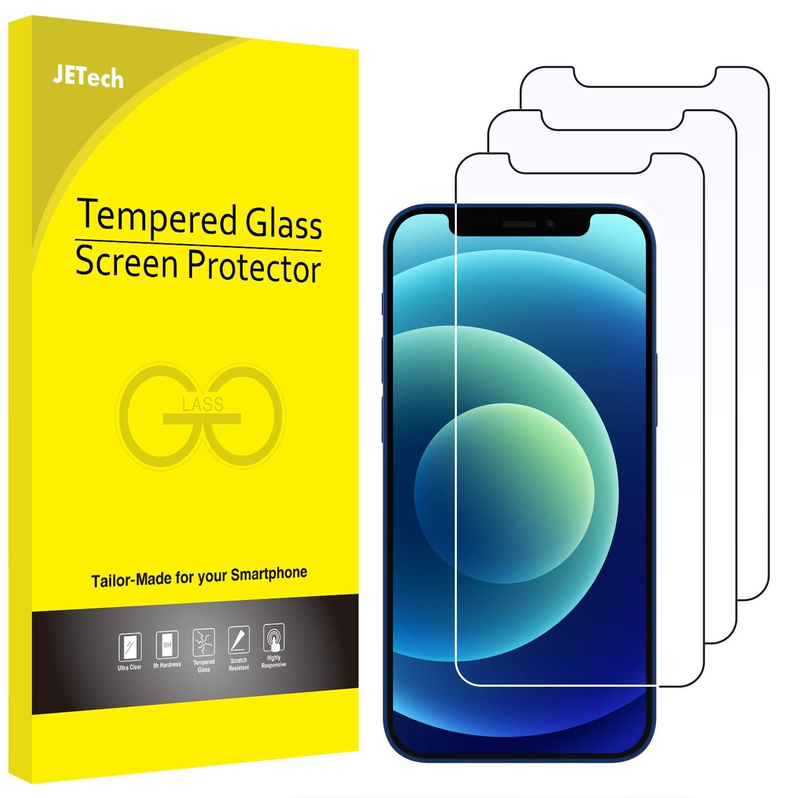 JETech Screen Protector for iPhone 12 Mini 5.4-Inch, Tempered Glass Film, 3-Pack product image