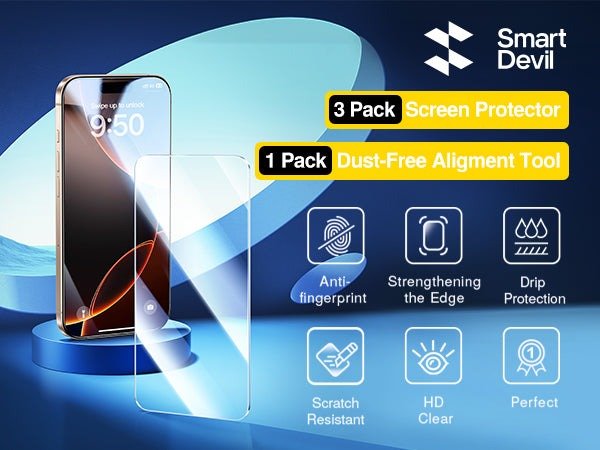 SMARTDEVIL 3-Pack Screen Protector for iPhone 12 Mini, Tempered Glass, HD Clear Film, Easy Installation, Dust-Free & Bubble-Free product image