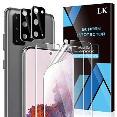 [4 Pack] LK 2 Pack Screen Protector for Samsung Galaxy S20 Ultra TPU Film + 2 Pack Camera Lens Protector for Samsung Galaxy S20 Ultra (6.9 inch) Tempered Glass, Easy Installation Tray, HD Ultra-Thin product image
