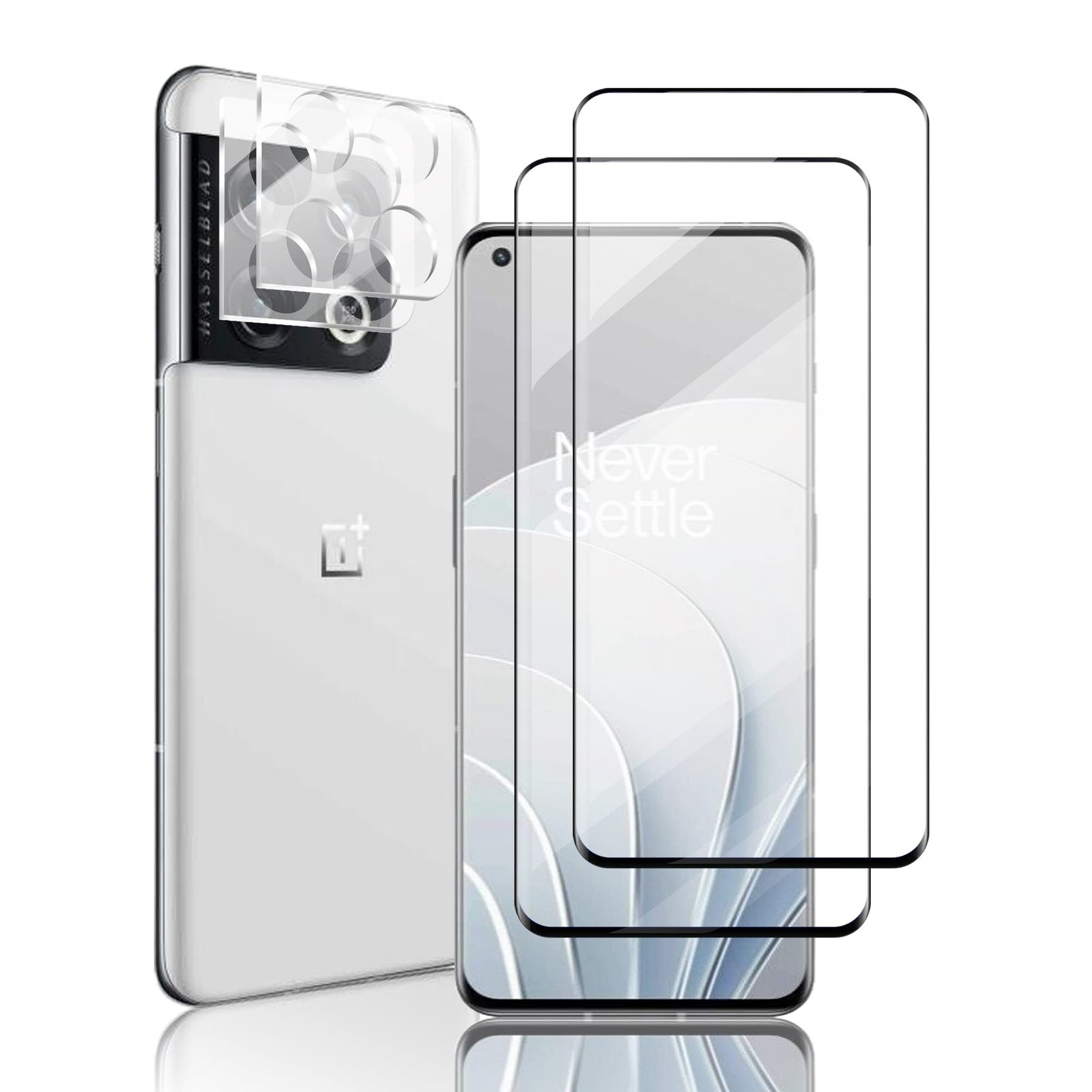 WILLONE (2+2Pcs) for OnePlus 10 Pro Screen Protector Tempered Glass (2 Pcs) + Camera Lens Protector (2 Pcs), Support Fingerprint Sensor, Bubble Free, 9H Hardness, HD Film product image