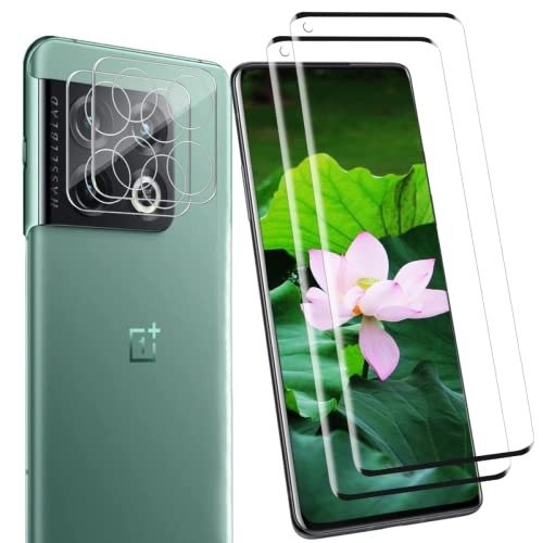 KZLVN 2+2 OnePlus 10 Pro Screen Protectors + Camera Lens Protectors, 3D HD Full Clarity Coverage Premium 9H Tempered Glass, Anti-Scratch, Anti Bubble, 3D Touch Film product image