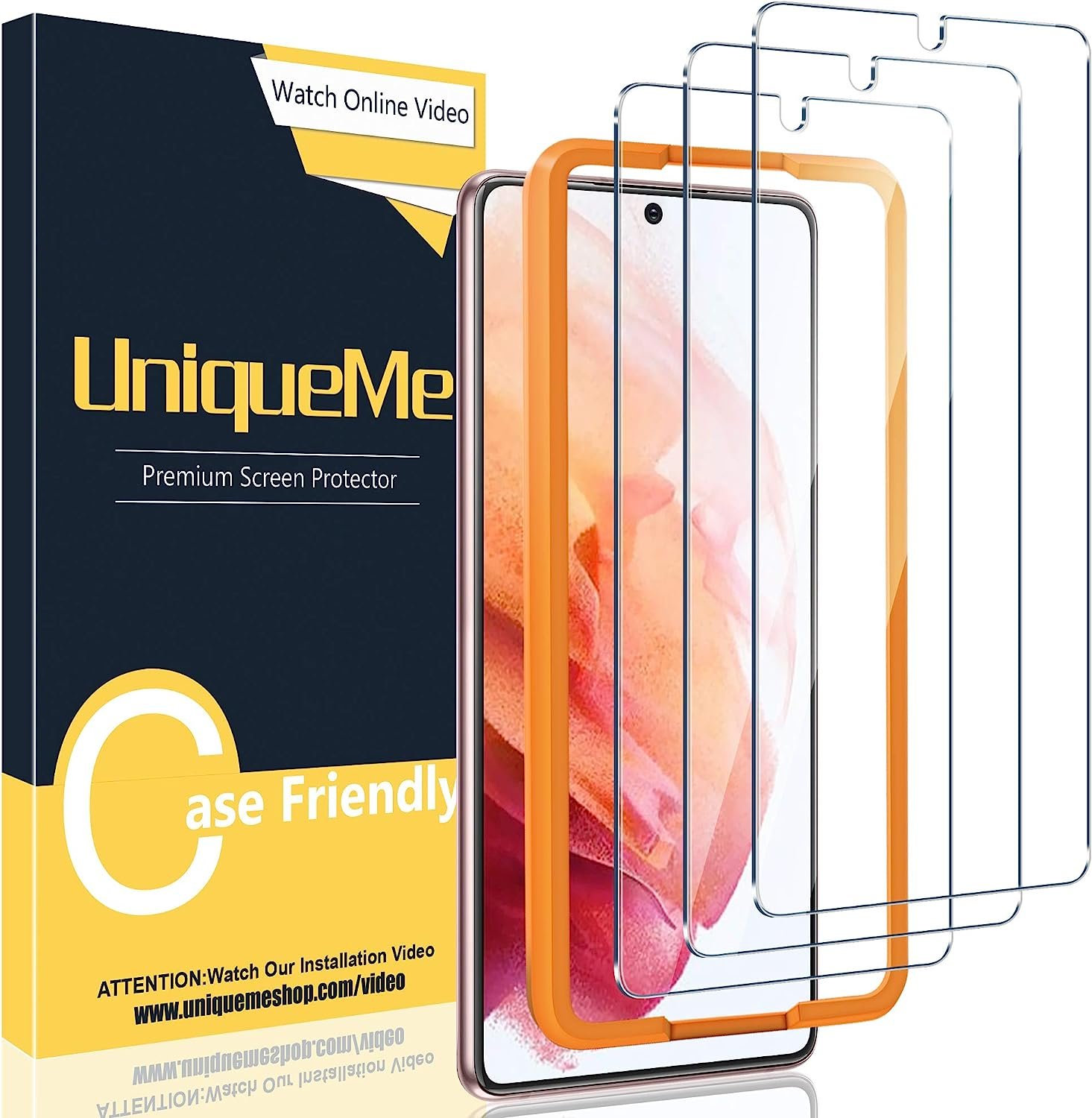 UniqueMe 3 Pack Compatible with Samsung Galaxy S21 5G, Tempered Glass Screen Protector, 9H Hardness, Anti Fingerprint, Bubble Free product image