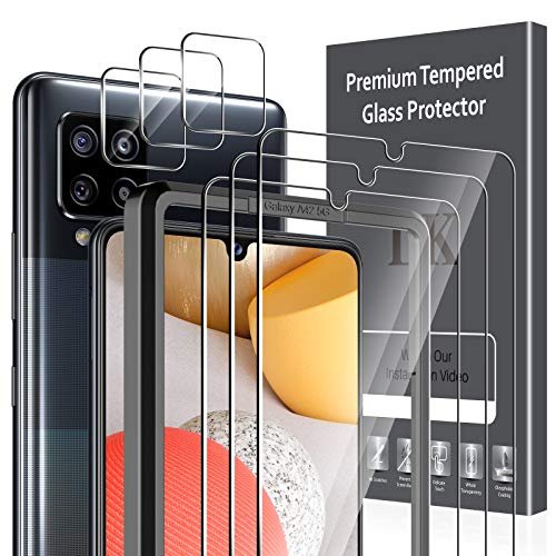 LK 3 Pack Tempered Glass Screen Protector + 3 Pack Camera Lens Protector Compatible for Samsung Galaxy A42 5G, Easy Install Tray, Anti Scratch HD Clear Case-Friendly 9H Hardness for Galaxy A42 5G product image