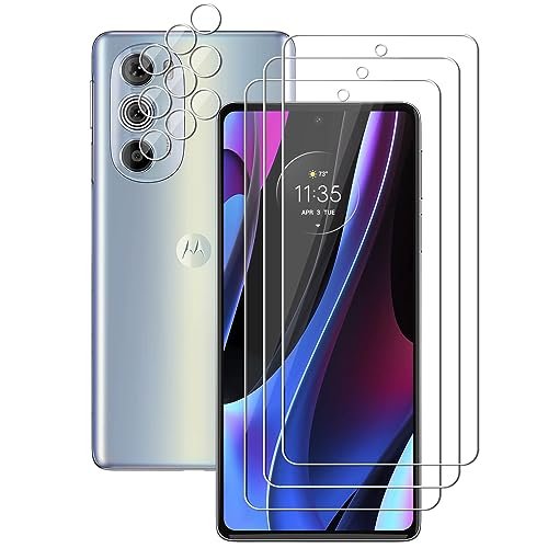 UZWZW 3 Pack Screen Protector For Motorola Edge+ / Plus 2022 / Plus 5G UW (2022) / Edge 30 Pro Tempered Glass with Camera Lens Protector, Anti Scratch, HD Clear product image