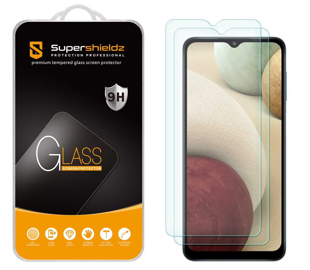 Supershieldz (2 Pack) Designed for Samsung Galaxy A13 5G / A13 LTE / Galaxy A12 Tempered Glass Screen Protector, Anti Scratch, Bubble Free product image