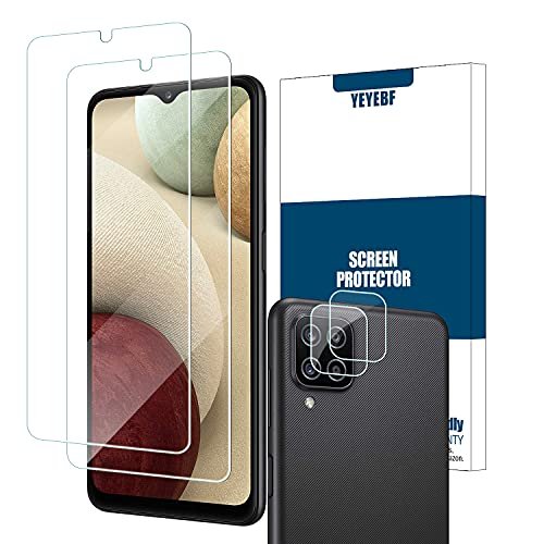 Galaxy A12 Tempered Glass Screen Protector + Camera Lens Protectors by YEYEBF, [2+2 Pack] [3D Glass] [Bubble-Free] [Anti-Glare] for Samsung Galaxy A12 product image