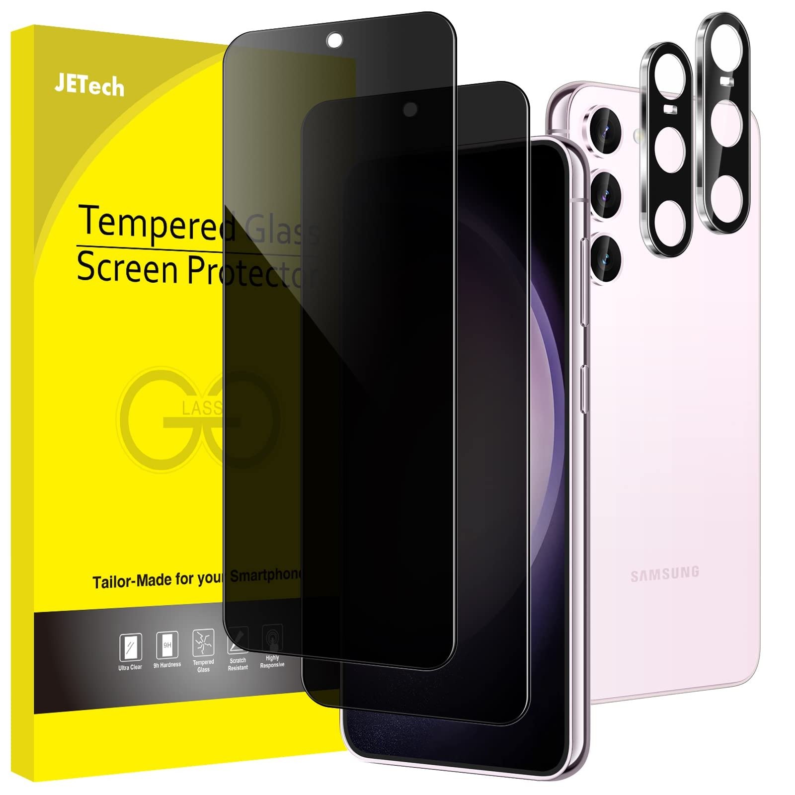 JETech Privacy Screen Protector for Samsung Galaxy S23+ / S23 Plus 5G 6.6-Inch, Anti-Spy Tempered Glass Film, Fingerprint ID Compatible, 2-Pack product image