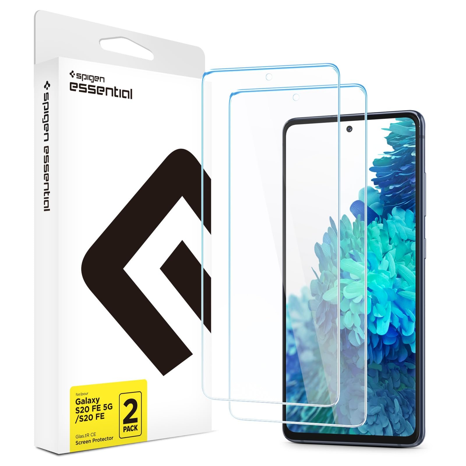 Spigen Essential Glas.tR CE Tempered Glass Screen Guard for Galaxy S20 FE 5G / 4G, Full Screen Protector - 2 Pack product image