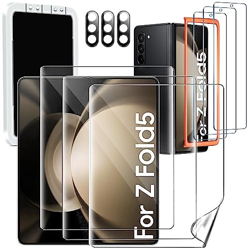 IMBZBK 9 in 1 Screen Protector for Samsung Galaxy Z Fold 5 [3 Inner TPU Film + 3 Outer Tempered Glass + 3 Camera Lens Protector] product image