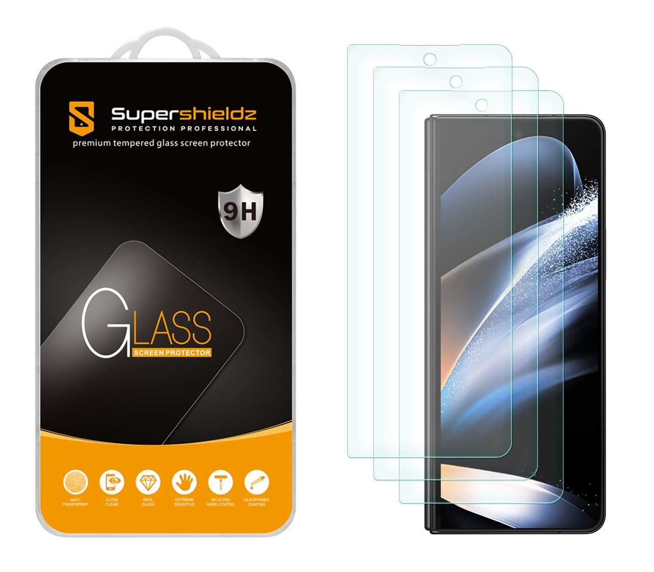 Supershieldz (3 Pack) Designed for Samsung Galaxy Z Fold 5 5G Tempered Glass Screen Protector, [Case Friendly] Anti Scratch, Bubble Free product image