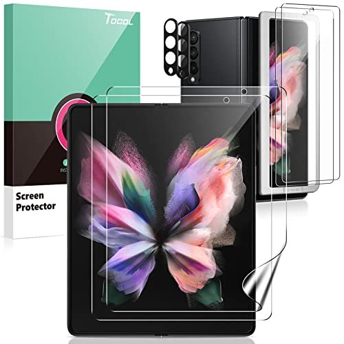 TOCOL [6 Items] Designed for Samsung Galaxy Z Fold 3 5G - 2 Pack Front Tempered Glass Screen Protector + 2 Pack Inside TPU Screen Protector + 2 Pack Tempered Glass Camera Lens Protector product image