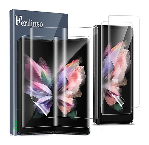 Ferilinso Designed for Samsung Galaxy Z Fold 3 5G Flexible TPU Screen Protector 2 Pack Front with 2 Pack Inside, Support Fingerprint Unlock, Case Friendly, Bubble Free, High Definition, Anti-Scratch product image