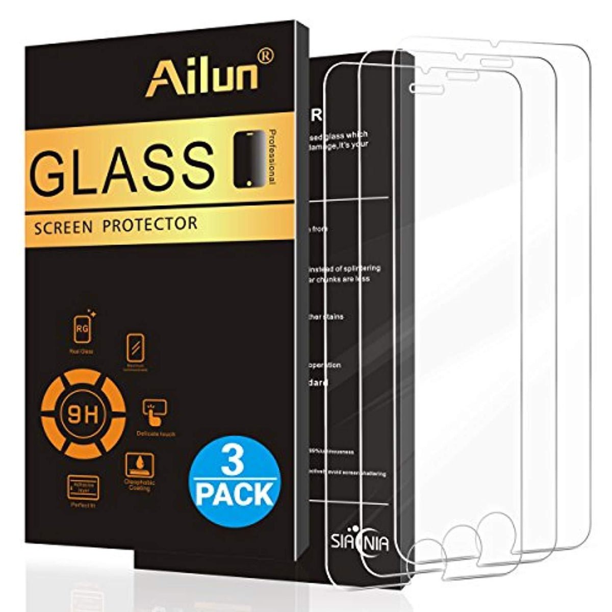 Ailun Screen Protector Compatible for iPhone 8 Plus, 7 Plus, 6s Plus, 6 Plus, 5.5 Inch 3-Pack Case Friendly Tempered Glass product image