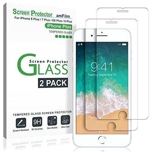 amFilm Glass Screen Protector for iPhone 8 Plus, 7 Plus, 6S Plus, 6 Plus (5.5 Inch) (2 Pack) Tempered Glass Screen Protector product image