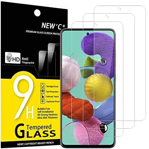 NEW'C 3 Pack Designed for Samsung Galaxy A51 Screen Protector Tempered Glass, Case Friendly Anti Scratch Bubble Free Ultra Resistant product image