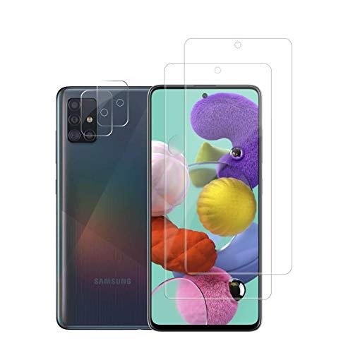 Galaxy A51 HD Clear Tempered Glass Screen Protector + Camera Lens Protectors by YEYEBF, [2+2 Pack] [in-Display Fingerprint][9H Hardness][Bubble-Free] Screen Protector Glass for Samsung Galaxy A51 product image
