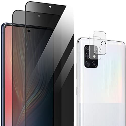 Amleute 2+1 Pack Samsung Galaxy A51 Privacy Screen Protector, 9H Tempered Glass, Anti-Spy Film, Not Support Fingerprint Unlock, Compatible for A51 product image