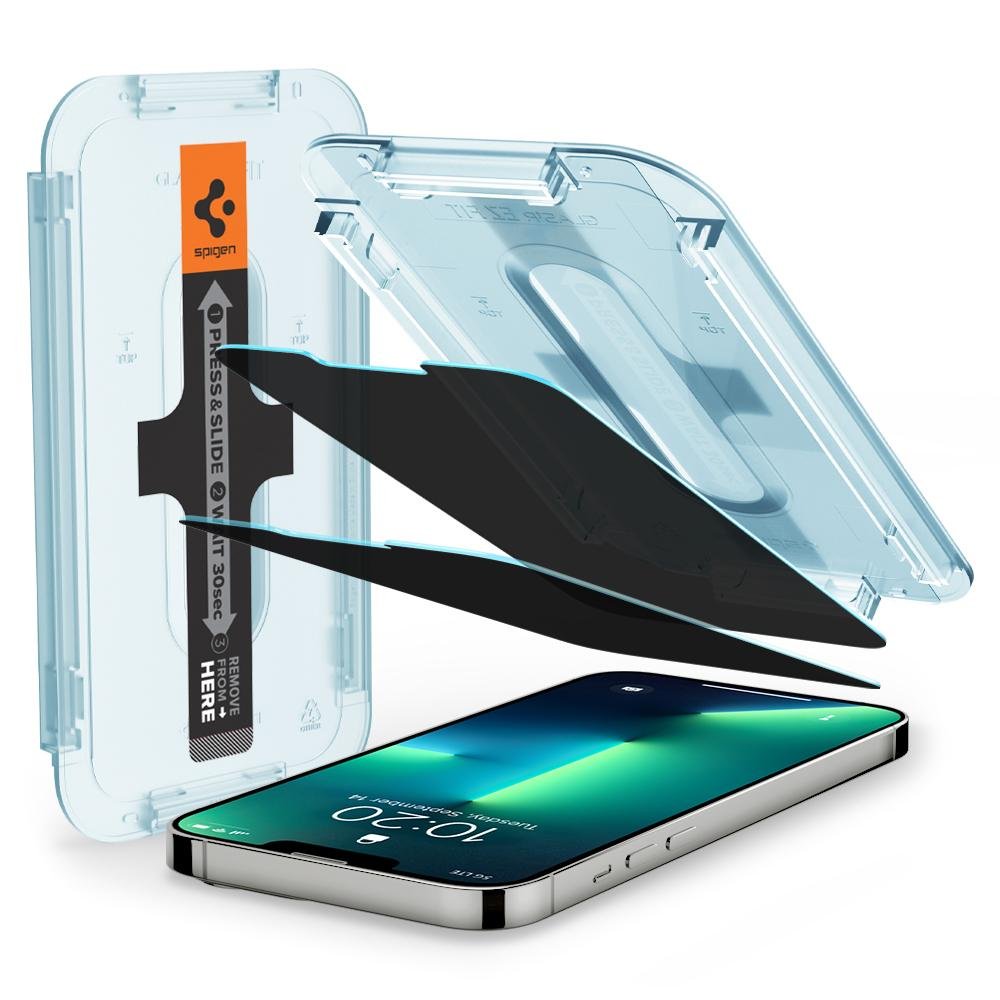 Spigen Tempered Glass Screen Protector [GlasTR EZ FIT - Privacy] Designed for iPhone 14 / iPhone 13 Pro / iPhone 13 [2 Pack] product image