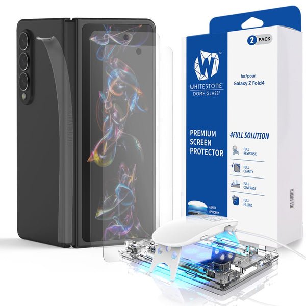 DOME GLASS Whitestone Screen Protector for Samsung Galaxy Z Fold 4 2022, Full Tempered Glass Shield with Liquid Dispersion Tech with UV Lamp [Easy to Install Kit] - Two Pack product image