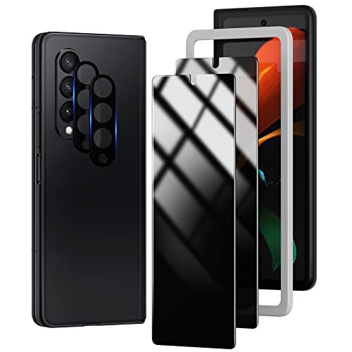 TOCOL [2+2 for Samsung Galaxy Z Fold 4 Privacy Screen Protector - 2 Pack Front Private Tempered Glass Screen Protector + 2 Pack Camera Lens Protector, Anti-Spy [Alignment Tool] product image