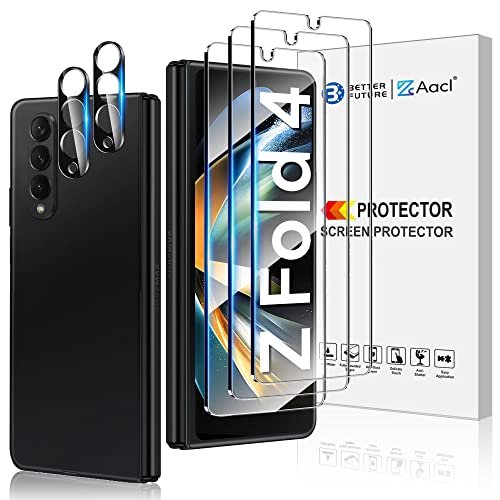 AACL [3 Pack Galaxy Z Fold 4 Screen Protector Tempered Glass [Front Screen Only] + [2 Pack] Camera Lens Protector for Samsung Galaxy Z Fold 4 5G, Anti Scratch, HD Clear, Bubble Free [Case Friendly] product image