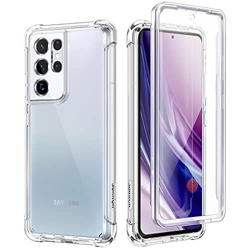 SURITCH Clear Case for Samsung Galaxy S21 Ultra 5G,[Built in Screen Protector][Camera Lens Protection] Full Body Protective Shockproof Bumper Rugged Cover for Galaxy S21 Ultra 6.8 Inch (Clear) product image
