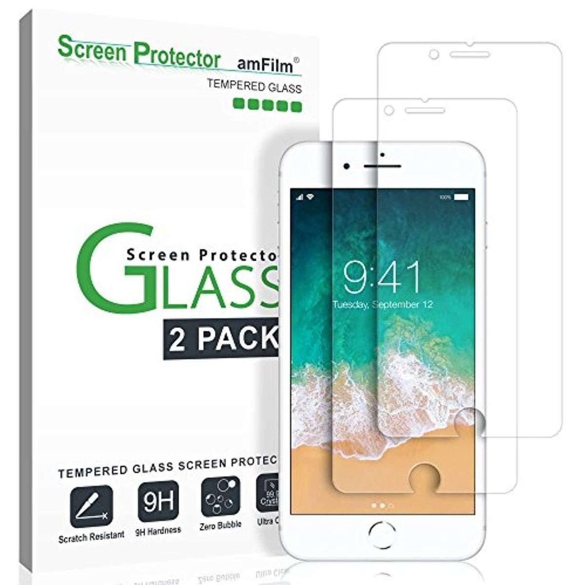 amFilm Tempered Glass Screen Protector for iPhone SE 2/3, iPhone 8, 7, 6S, 6 (4.7") 2-Pack product image
