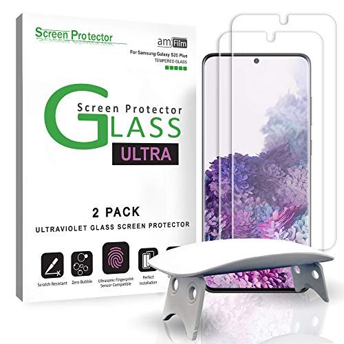 amFilm Ultra Glass Screen Protector for Galaxy S20 Plus, Tempered Glass, 2 Pack product image