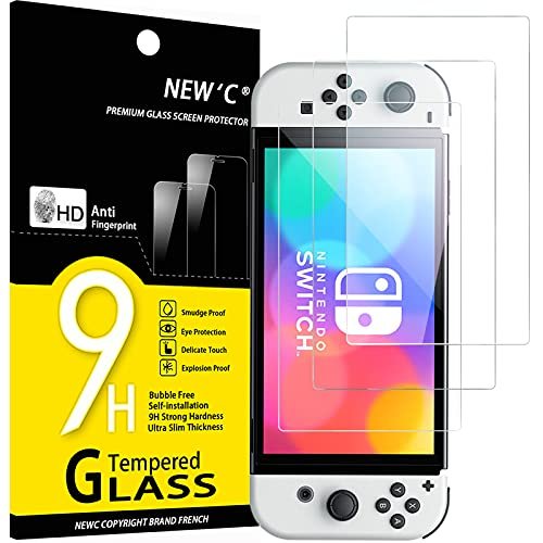 NEW'C 3 Pack Designed for Nintendo Switch (Model OLED) Screen Protector Tempered Glass, Case Friendly Anti Scratch Bubble Free Ultra Resistant product image