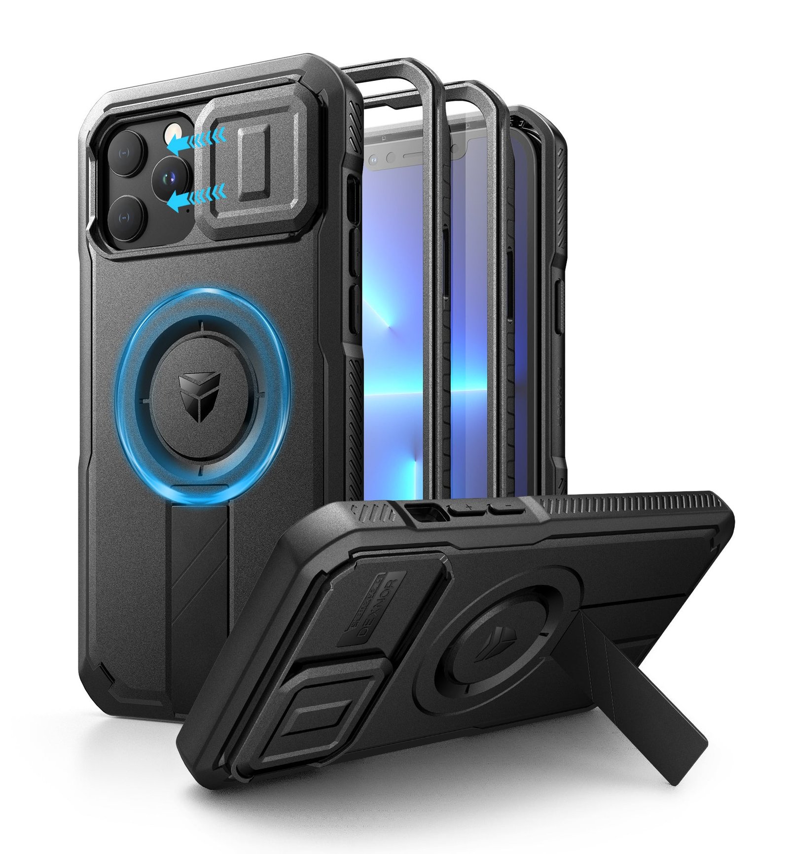 Dexnor Magnetic for iPhone 13 Pro Max Case, Compatible with MagSafe, Built-in PET Screen Protector with Sliding Camera Cover and Kickstand, Full-Body Rugged Shockproof Protective Case for iPhone 13 Pro Max 6.7 inch product image