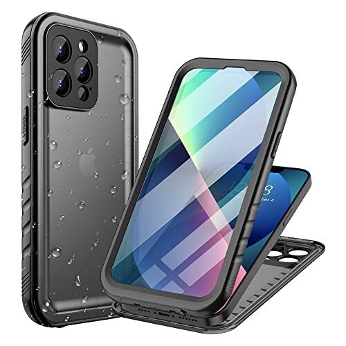 Cozycase Compatible with iPhone 13 Pro Max Waterproof Case - Full Body Dustproof Shockproof Built in Screen Protector Rugged Waterproof Case for iPhone 13 Pro Max 6.7 Inch Black product image