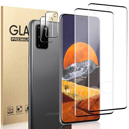 [2+2] 2 Pack for Samsung Galaxy S20 5G 6.2 Inch Screen Protector Tempered Glass + Camera Lens Protector [9H Hardness] [Compatible Fingerprint] 3D Curved HD Clear Glass Film Samsung Galaxy S20 (6.2") product image