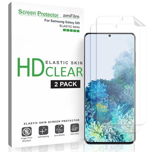 amFilm Elastic Skin Screen Protector for Samsung Galaxy S20 (2 Pack) Easy Installation, Alignment Tool, HD Clear, Flexible Premium Quality Screen Protector product image