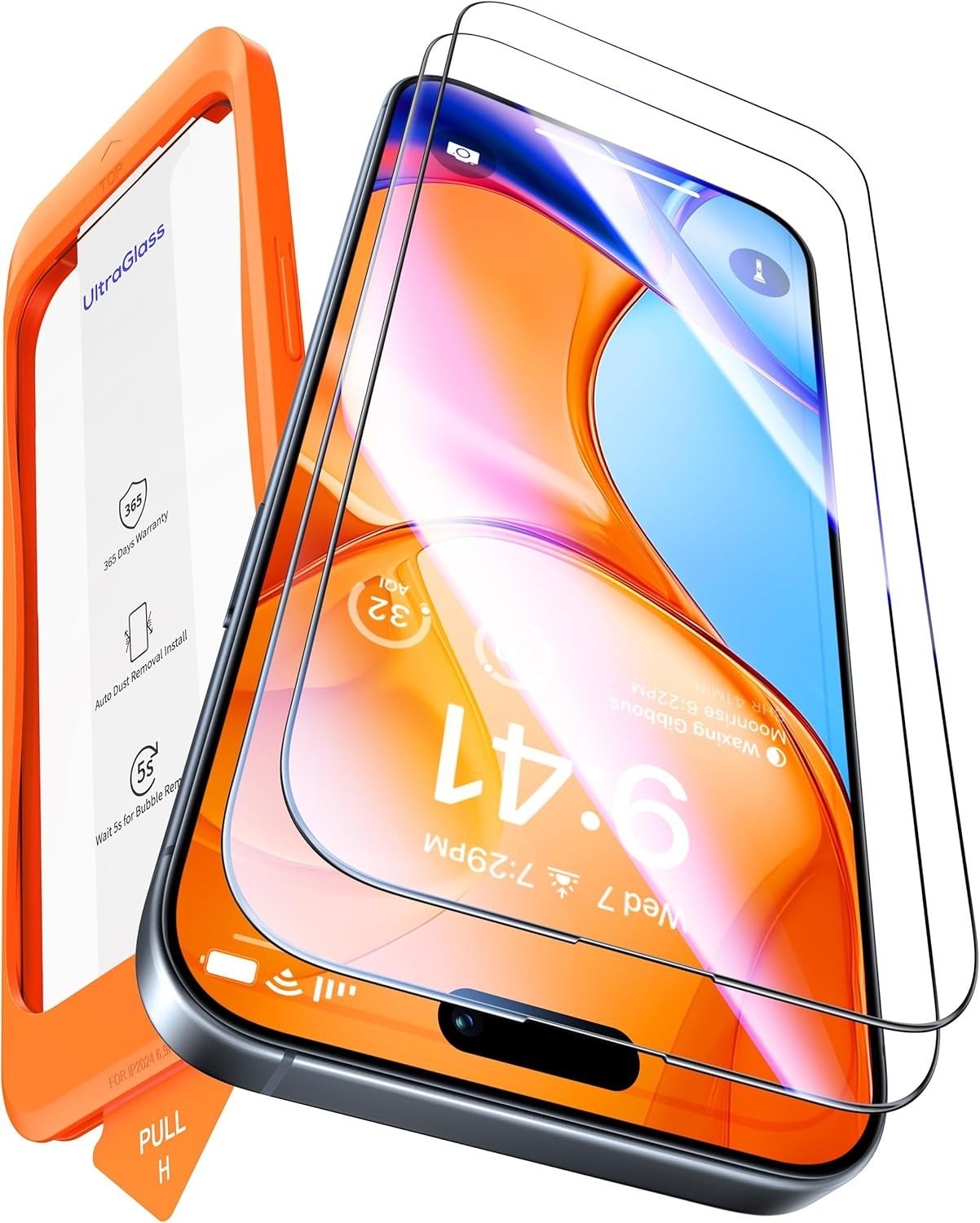 UltraGlass Unbreak Top 9H+ Glass for iPhone 16 Pro Screen Protector 6.3" (12FT Military Grade Shatterproof) Screen Protector 16 Pro Tempered Glass (Longest Durable) Full Coverage 16Pro, 2 Pack product image