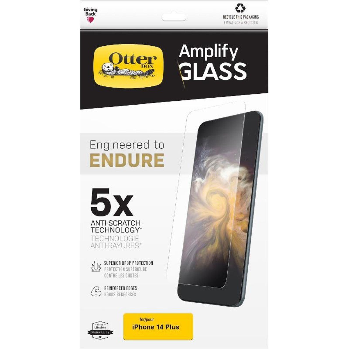 OtterBox Amplify Glass Screen Protector for iPhone 14 Plus / 13 Pro Max - Protects Against Drops & Scratches, Flawless Touch Response & Fingerprint Resistant product image
