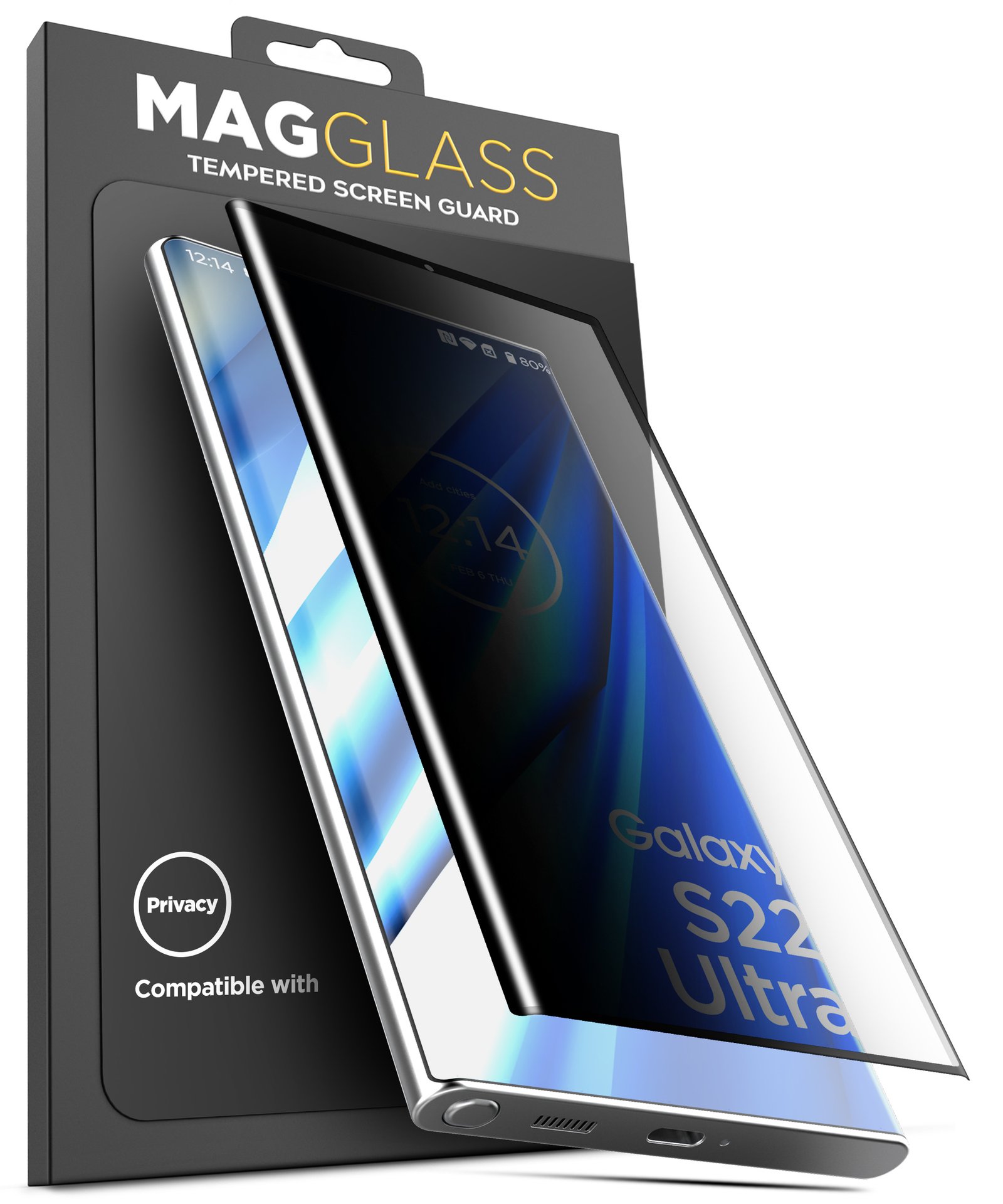 [magglass] Tempered Glass Designed for Samsung Galaxy S22 Ultra Privacy Screen Protector, Anti Spy Display Guard (Case Compatible) product image