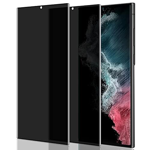 YWXTW [2 Pack] Galaxy S22 Ultra Privacy Screen Protector, Tempered Glass Anti-Spy 9H Hardness Film for Samsung Galaxy S22 Ultra 5G 6.8 inch, with Easy Install Frame, Case Friendly product image