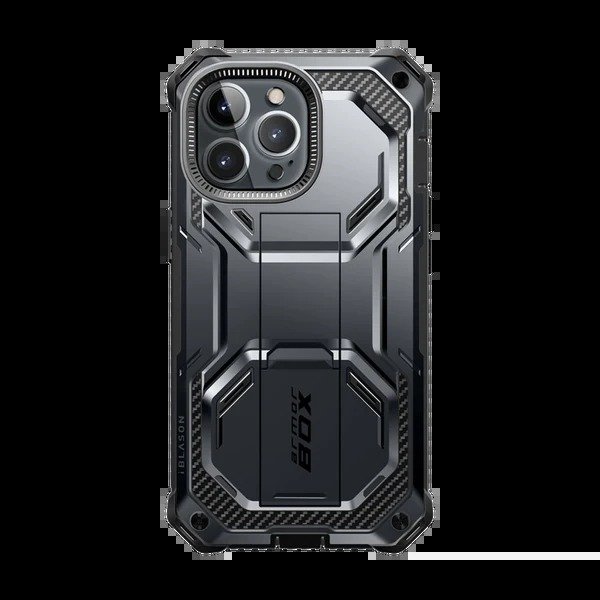 i-Blason Armorbox Designed for iPhone 14 Pro Max Case 6.7", Full-Body Rugged Kickstand Holster Protective Bumper Case with Built-in Screen Protector, Black product image