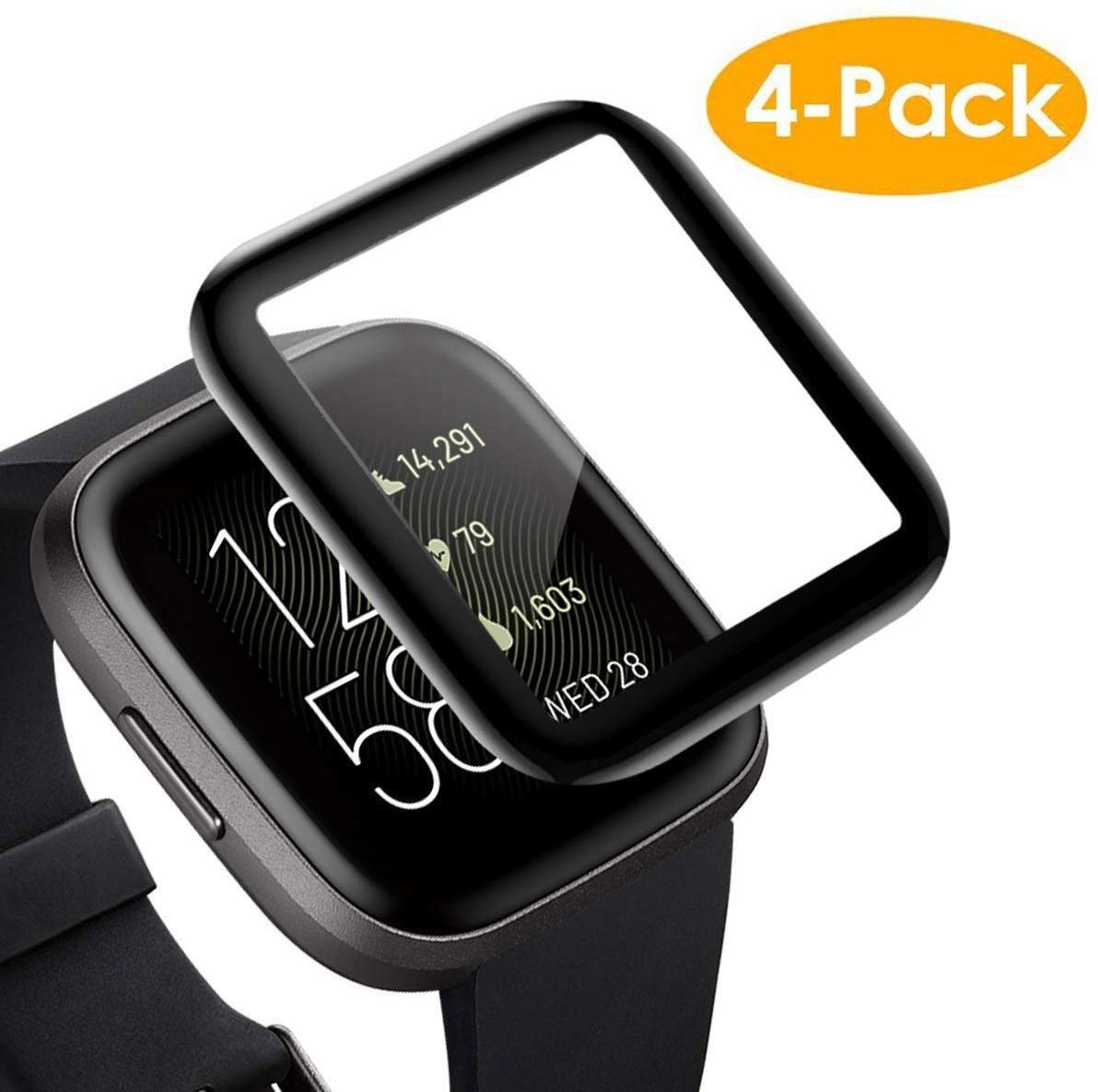 CAVN 4-Pack 3D Screen Protector Compatible with Fitbit Versa 2, Full Coverage Edge-to-Edge Curved Film, Bubble-Free product image