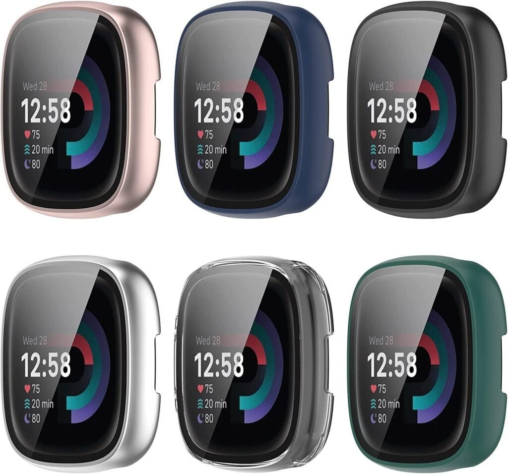 Mugust [6 Pack] Screen Protector Compatible with Fitbit Versa 2 Case, TPU Plated Full Around Protective Case Cover (Black, Space Gray, Silver, Rose Gold, Rose Pink, Clear) product image